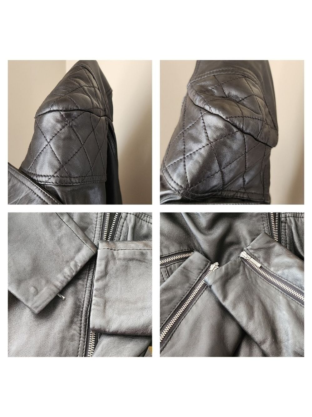 Danier Black Leather Biker Jacket #1814 - Picture 6 of 15